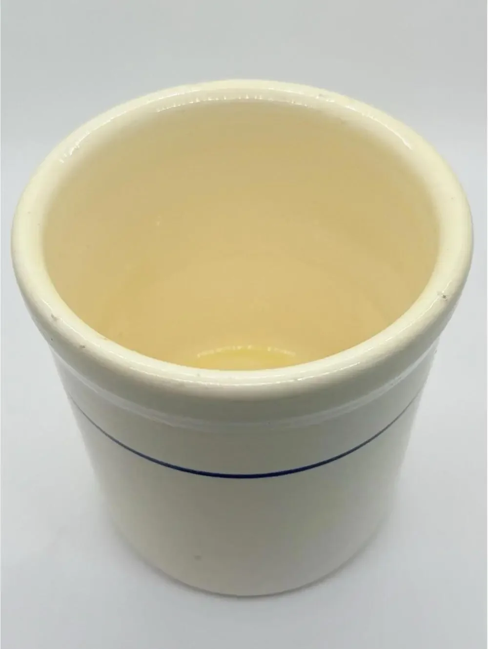 Vintage Gaetano Pottery Crock California USA White Blue Stripe 5.25